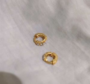 Gold Tone Hoop Earrings with Rhinestones