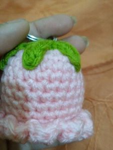 Cute Pink Crochet Octopus Keychain