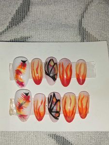Flame Butterfly Press-On Nails