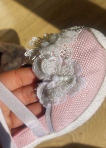 Cute Pink Baby Shoes with Flowers