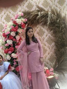 Pink Suit With Attached Dupatta