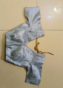 Banarasi silk Padded V Neck  Drawstring Blouse