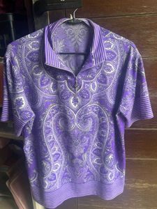 Purple Paisley Half-Zip Polo