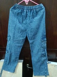 Blue Denim Cargo Pants
