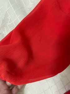 Red Sheer Sleeve Top