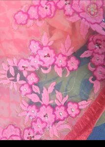 Pink Embroidered Dress Material