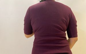 Ribbed Burgundy Wrap Top