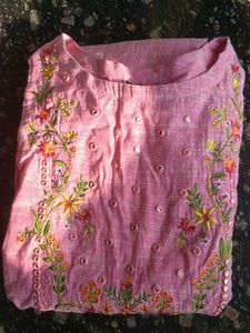 Pink Embroidered Kurti