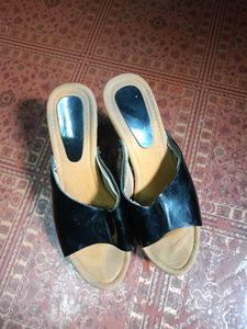 Vintage Black &amp; Wood Clogs