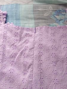 Lavender Eyelet Lace-Up Mini Dress