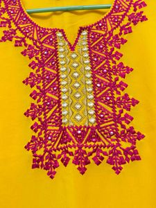 Yellow Embroidered Kurta