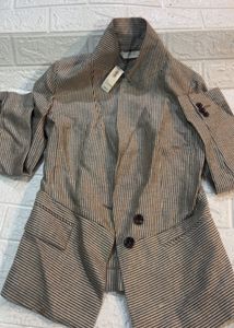 shimmer Striped Button-Down Blazer