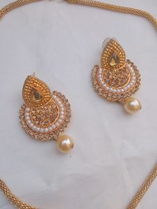 Golden Necklace Earrings Set