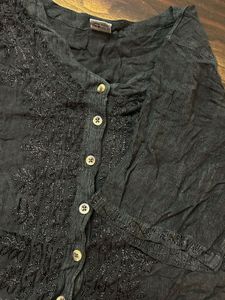 Cute Black Button-Up Top