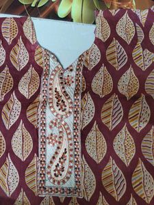 Maroon Leaf Print Kurti