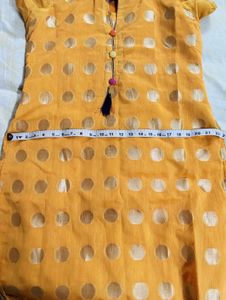 XL Kurta Pant dupatta Set In Golden Mustard Colour
