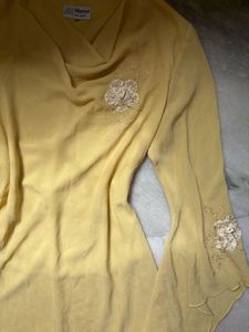 Rare Find Yellow Floral Embellished Kurti