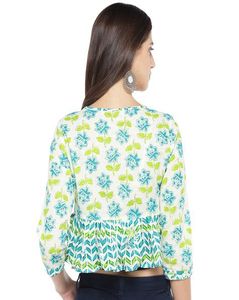 Floral Print Shrug With Tie Up Tops