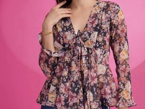 Black floral Printed Top