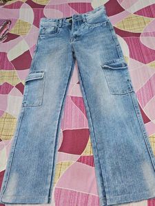 Light Wash Cargo Jeans