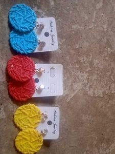 Colorful Woven Circle Drop Earrings