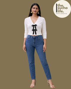 GLITCHEZ Bow Detail Knit Top for Women