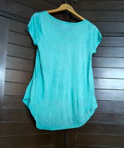 Splendid Women Green Cotton Mix Pocket Tshirt