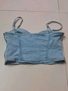 Denim Lace-Up Crop Top