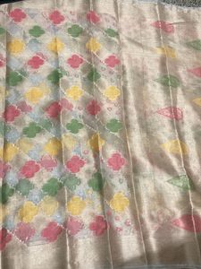 New Golden Organza Saree For Grabs