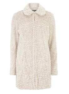 Dorothy Perkins Funnel Neck Faux Fur Textured Coat