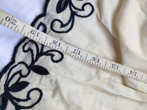 Embroidered Eyelet Off Shoulder Tie Front top