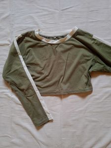 Olive Long Sleeve Crop Top