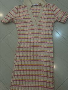 Zara Striped Knit Midi Dress