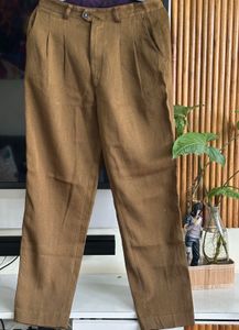 Vintage Olive Pleated Trousers Size: 28-30