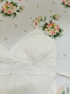 White Lace Trim Cami Dress