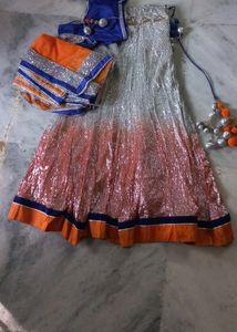 Lehnga Choli  Orange Blue Color