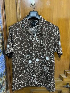NUON WESTSIDE BROWN RELAXED FIT SHIRT SIZE S