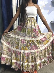 Full Flare Long Cotton Skirt