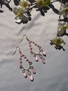 handmade Pink onyx Beaded Dangle Earrings
