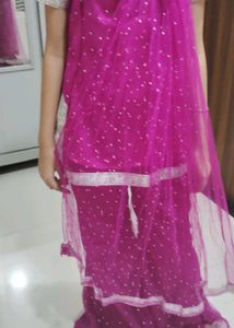 Pink Polka Dot Plazzo Kameez With Dupatta 👍