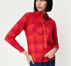 Max Red &amp; Orange Plaid Button-Up