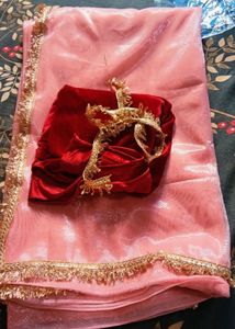 Peach Saree with Unstiched Blause