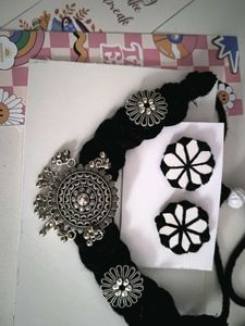 Boho Black Choker &amp; Earring Set