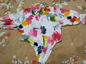 CROPPED WAIST TIE UP SHIRT
