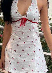 White Halter Neck Dress