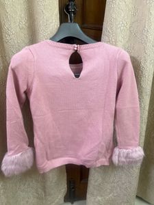Pink Sweater with Fur Cuffs