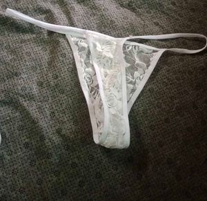 men&#39;s White Lace mesh Thong