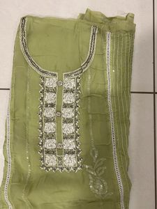 Green Embroidered Kurta Set