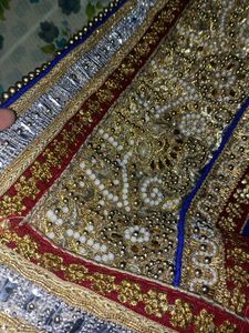 Blue &amp; Gold Embellished Sari 🥻