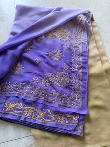 Georgette Two Shade Lucknowi Saree